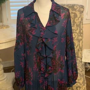 Dark blue and purple ruffle blouse/top- size 14/16